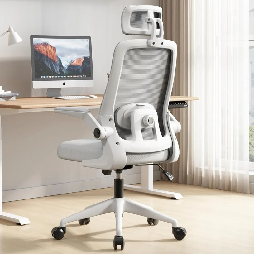 Cadeira de escritório BlidShop ergonômica para home office, suporte até 120kg, giratória com tela mesh respirável e ajuste lombar