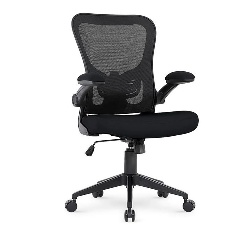 Cadeira de escritório DT3 Vita preta ergonômica com encosto em mesh respirável, apoio lombar ajustável, braços retráteis, rodas e regulagem de altura