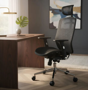 Cadeira Tela Mesh Ergonomica DT3 Diana preta, acabamento em mesh, base giratória e encosto reclinável.