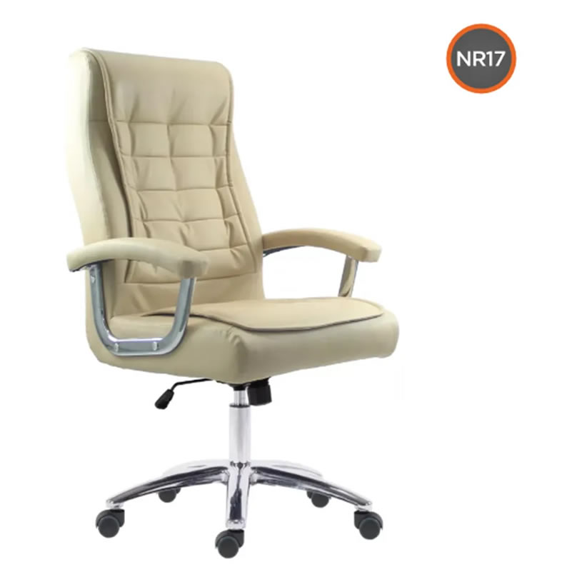 Cadeira de escritório Bege presidente Fratini California cor Fendi ergonômica com 42 molas ensacadas pillow top sistema relax 150kg
