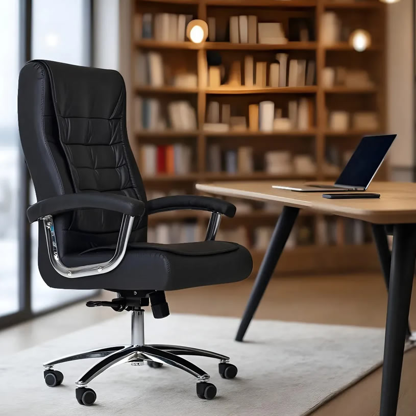Cadeira presidente Fratini ergonômica preta 150kg encosto reclinável NR17 sistema relax com trava