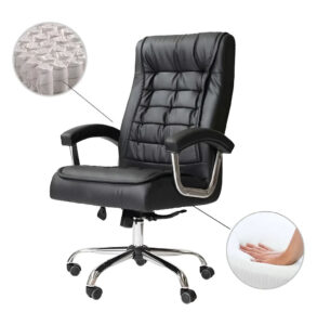 Cadeira de Escritório Presidente Big preta com 42 molas ensacadas e revestimento pillow top.