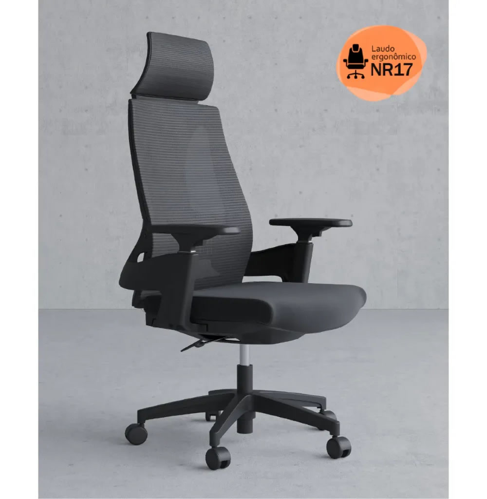 Cadeira De Escritório Rivatti Presidente NR17 Ergonômica Premium Toledo Cor Preto
