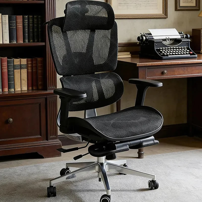 Cadeira de Escritório Ergonômica Daksan BT07 Preta Tela Mesh com Apoio Lombar 200kg