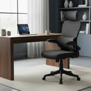 Cadeira de Escritório Ergonômica Genebra Luvinco B500 Preta com Suporte Lombar e Mesh