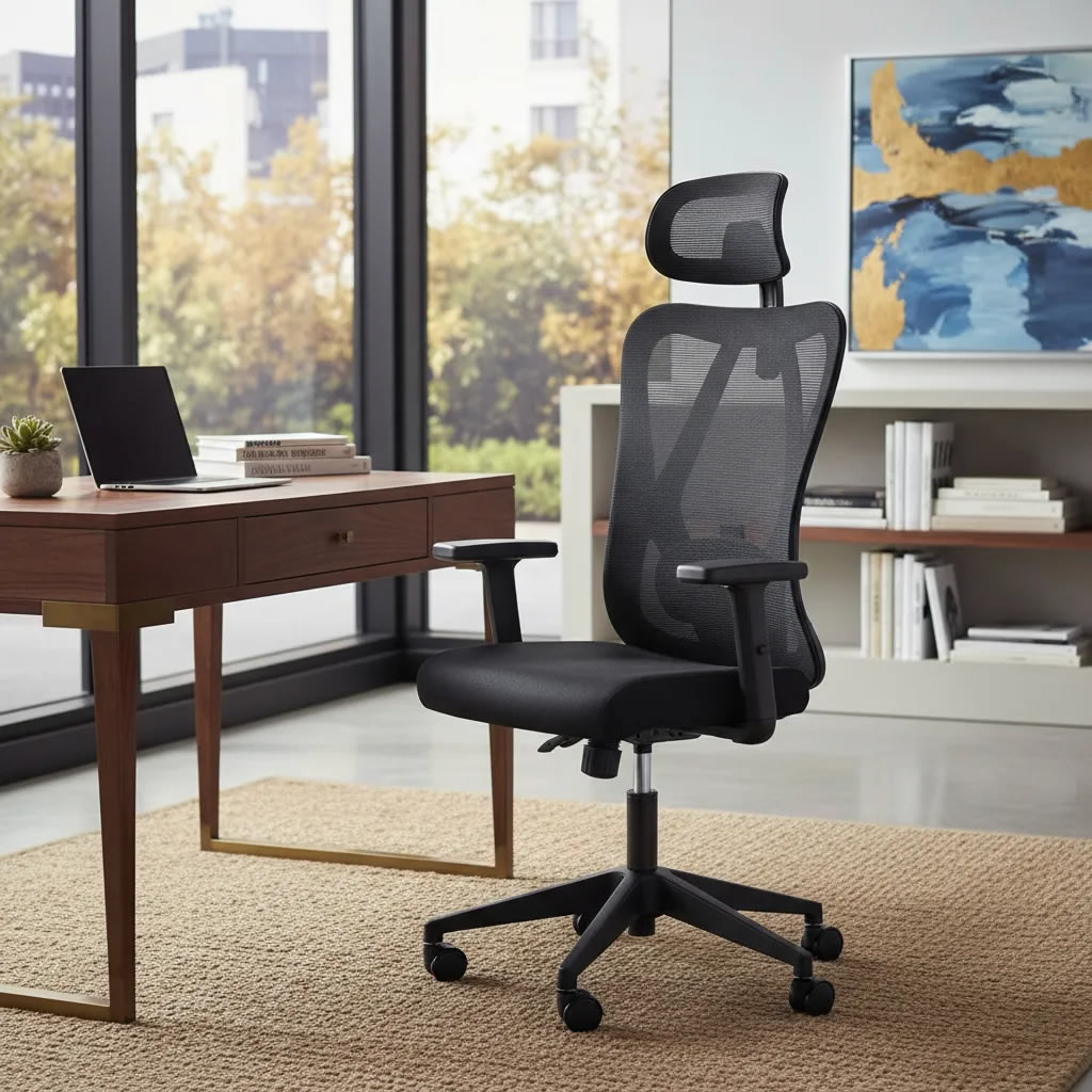 Cadeira de Escritório Presidente Ergonômica Duoffice DU335 Preta com Tela Mesh e Laudo NR-17