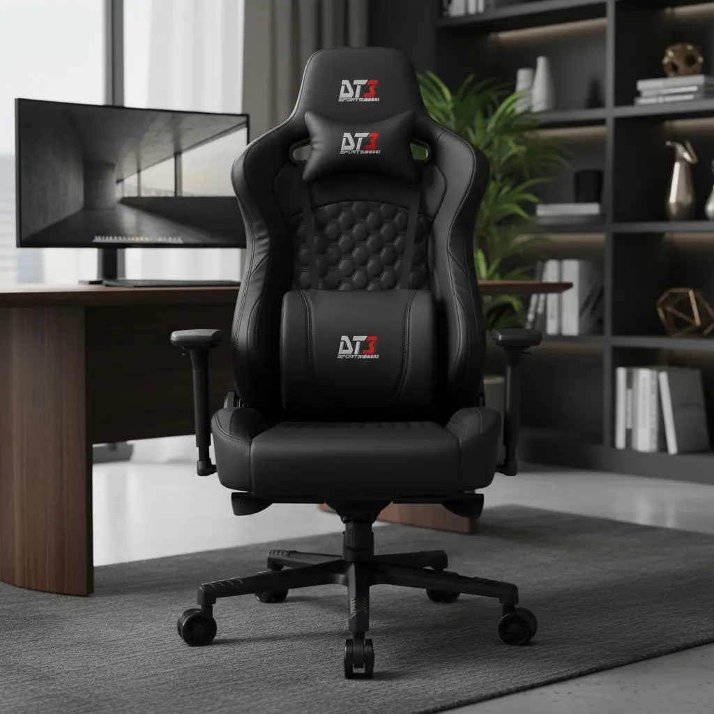 Cadeira Gamer DT3 Rhino Preta Ergonômica com Encosto Reclinável 180°