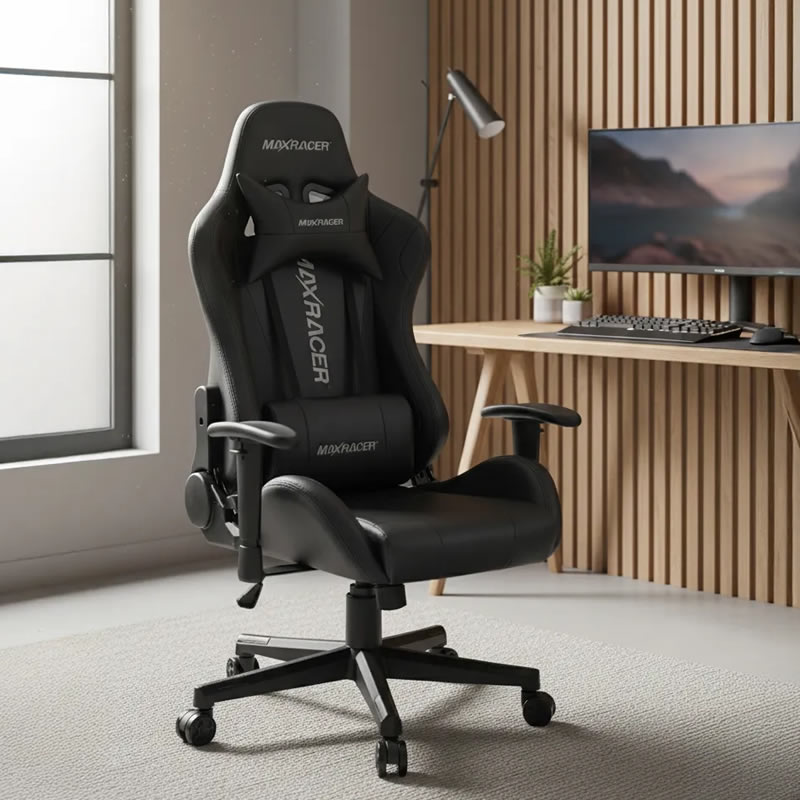 Cadeira Gamer Maxracer Reclinável com Almofada - Suporta até 150kg