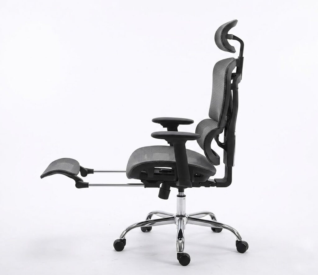 Cadeira de Escritório Ergonômica Mônaco BT07 Luvinco Preta com Malha Respirável, Suporte Lombar e Apoio para Pés Retrátil - 200kg