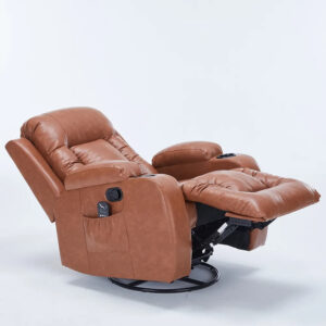 Poltrona Manual do Papai Austin com Aquecimento e Massagem Pu Caramelo