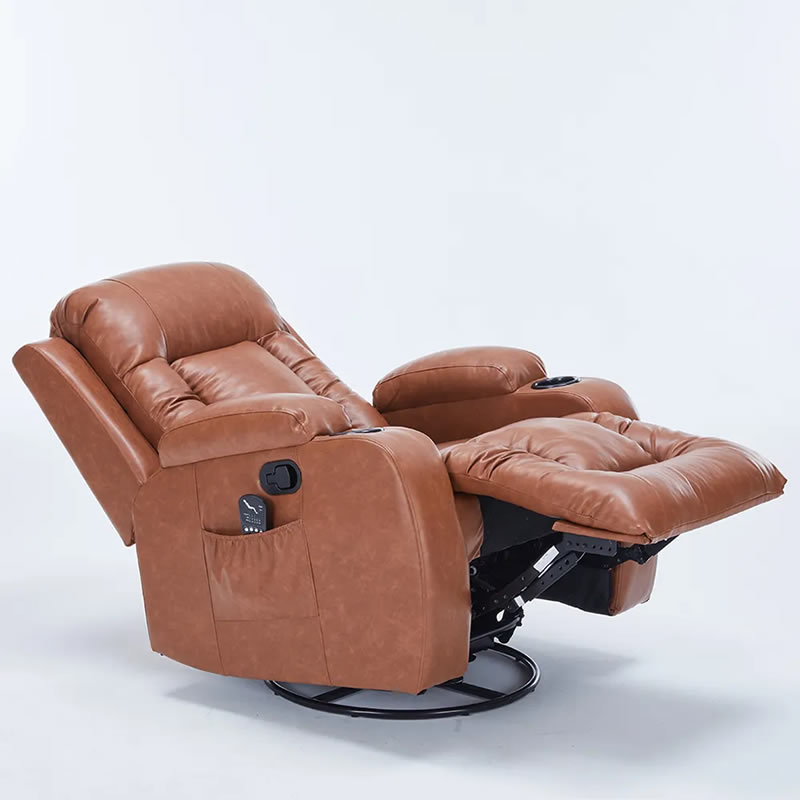 Poltrona Manual do Papai Austin com Aquecimento e Massagem Pu Caramelo
