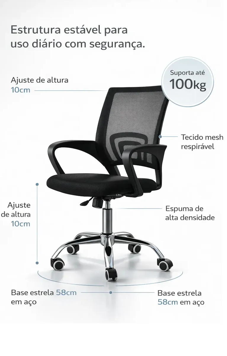 Cadeira de Escritório Easy Office Fohar Compacta